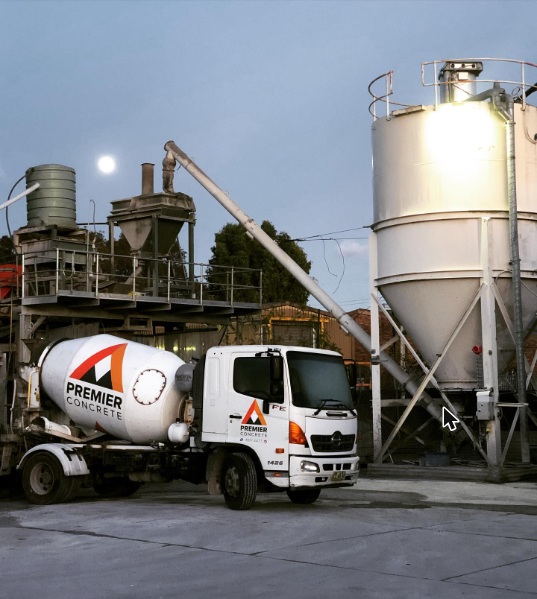 A Premier Concrete mixer truck at the batching plant